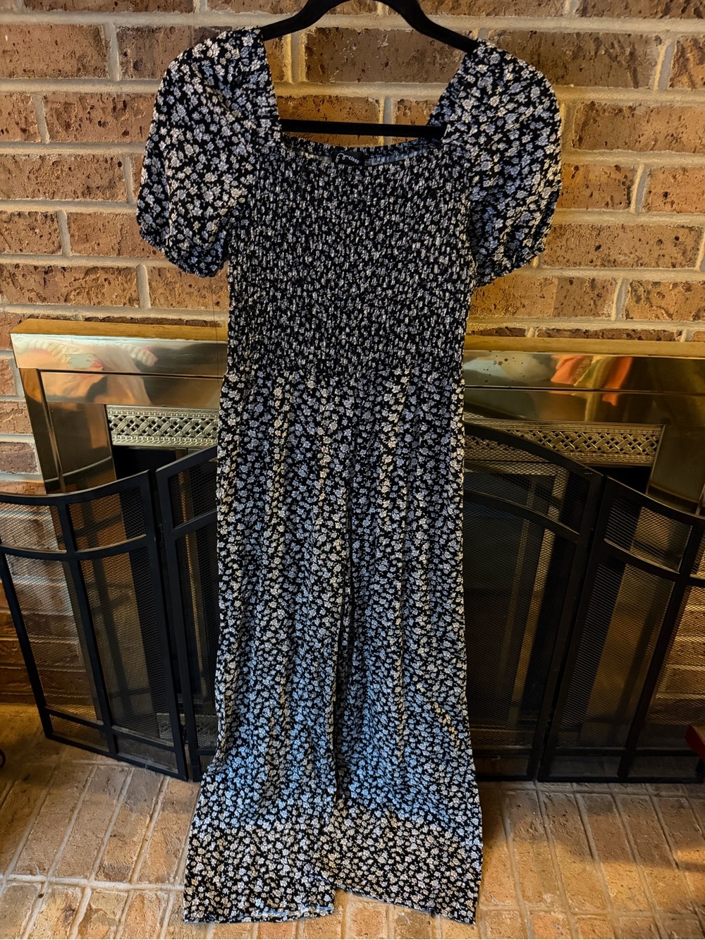 art class Black Floral Smocked Maxi Dress